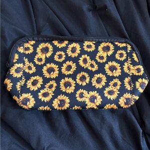 Sunflower Print Cosmetic Pouch